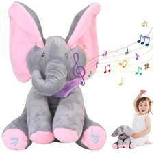 Animierter Peek-a-Boo Elefant Plüsch Singendes Stofftier Spielzeug für Babys