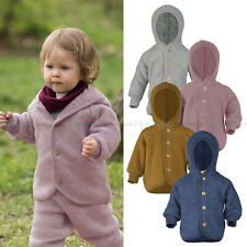 ENGEL Baby Fleecejacke mit Kapuze 100% Merino Schurwolle kbT Wollfleece Jacke