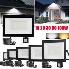 LED Fluter Mit Stecker Bewegungsmelder Scheinwerfer Außen Strahler Lampe 10-100W
