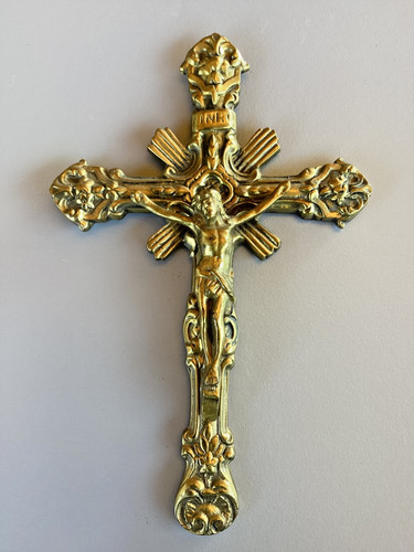 Altes bronze kruzifix signiert - altes,