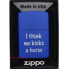 ZIPPO Feuerzeug I THINK ME KICKS A HORSE Blue matte Sprichwort NEU OVP stB