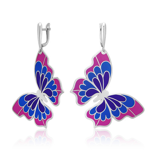 Earrings silver enamel - enamel,