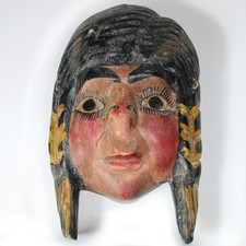 Antike Maske Wandbild Gesicht Frau Mädchen Gretl - Holz - geschnitzt handbemalt