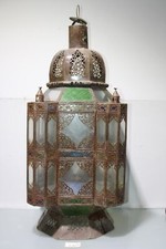 Vintage Dachlampe aus Metall mit Farbkristallen im Marokkanischen Stil