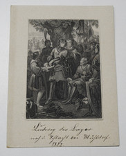 antiker Stahlstich 19. Jh.  Ludwig der Bayer Schlacht bei Mühldorf 1322 – Ritter