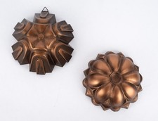 2x Vintage Wanddeko Backform Kuchenform Puddingform Bronze-/Kupferfarben