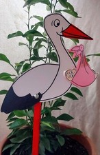 60cm (Gesamthöhe) Herzding Klapperstorch Holz Storch Windelfarbe wählbar *Geburt