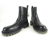 Zara Damen Stiefel 42 Stiefelette Ankle Boots Echtleder schwarz ungetragen (W)