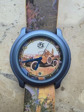 Uhr vintage 90er Jahre Life by ADEC Metallgehäuse blau Ø ca. 35mm Plastikarmband