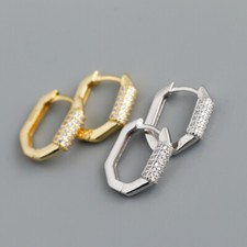 Damen Creolen Eckig Sterling