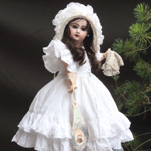 Jumeau puppenkleid mit haube - haube, &