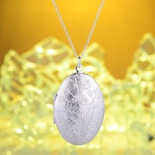 925 Silber PL XL Medallion Anhänger 2 Fotos Medaillon Talisman aufklappbar Kette