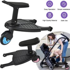 Buggy Board mit Sitz Kiddy Trittbrett 360° Rollbrett Stehbrett für Kinderwagenz