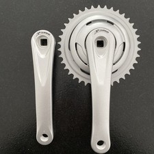 Kettenradgarnitur 38 Zähne 1-fach, 170 mm Kurbeln, Mattsilber, f. Vierkant