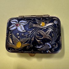 Emaille Schmuckdose mit Vogel-