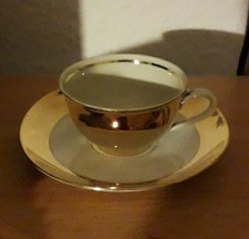 Bavaria - 1 ältere Mokka-/Espressotasse mit Unterteller - Weiß / Gold