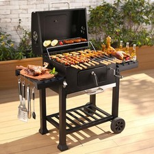 Holzkohlegrill XXL BBQ Grill Smoker Standgrill Grillwagen Holzkohle Gartengrill