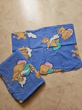 Kinder Bettwäsche blau 3 teilig Teddy leicht angerauht zum Knöpfen Bettset&Laken