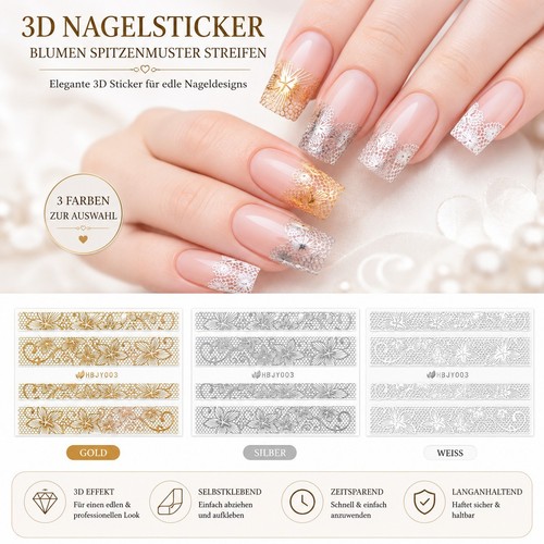 Nagelsticker blumen spitze - nagelsticker,