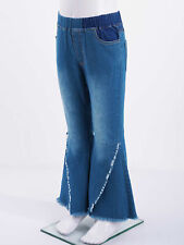 DE~Mädchen Jeanshosen Stretch Hose High Waist Lange Schlaghose Jeans Denim 