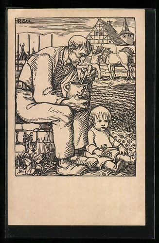 Künstler rudolf schiestl - künstler-ak,