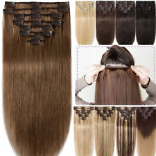 Clip in Echt Haar Extensions 100% Remy Echthaar Haarverlangerung 8 Tressen Glatt