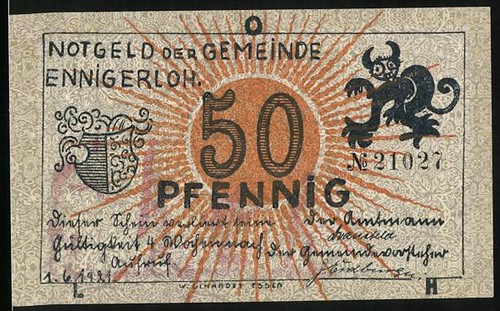 Notgeld ennigerloh 1921 50 - notgeld,