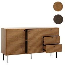 Kommode HWC-N78 3 Schubladen 2 Türen skandi Stil Metall Holz Melamin 85x150x40cm