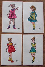 4 ORIGINAL MODEZEICHNUNGEN