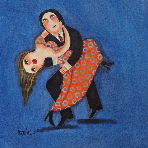 Handgemalte tango tänzer - handgemalte,