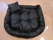 Hundesofa Hundebett Hundekorb Schwarz Kunstleder 80x80x28 cm