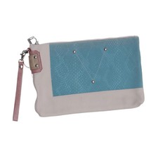 Clutch, Damen, Leder, Türkis/Weiß, 29, 3, 19 cm -7Bg