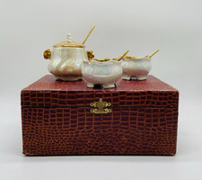 Antik Gold Porzellan Salieren