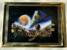 Bild mit Glas Abstrakte m. 3D Effekt im Rahmen mit Wand-Aufhänger 25 x 18 x 1 cm