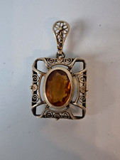 schöner, alter Anhänger ,  Jugendstil ,  Kettenanhänger ,  835 Silber mit Citrin