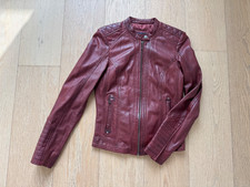 manguun collection Lederjacke Jacke echtes Leder bordeaux rot, Gr. 34 / Gr. XS