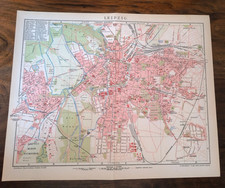 Original! historischer Stadtplan 1893 "  Leipzig " Deutschland 25 x 30 cm