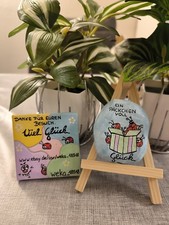 Handbemalte Steine/Marienkäfer/Spruchstein/Glück/lackiert/Unikat/ca 6,5 x 5,5 cm