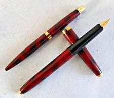 SENATOR Schreibset Patronen Füller+Kugelschreiber #Rot/schwarz marmoriert#(1263)