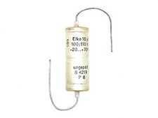 1x SIEMENS 10µF 100/110V-, B 4219 ungepolt (ELKO, Elektrolyt - Kondensator)U355