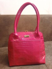 Osprey London Handtasche aus Leder, pink, in Kroko-Optik