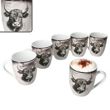 Toro 6x Kaffeebecher 280ml Porzellan-Tassen 6 Pers Tee Alm Kuh rosa Landhaus