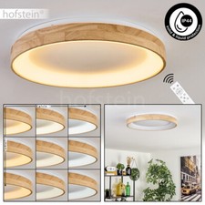 Decken Lampe Holz rund LED Dimmbare Ess Schlaf Wohn Zimmer Leuchte Fernbedienung
