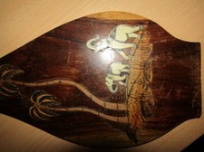 Holzintarsien - Elefanten unter Palmen - Holzplakette Wanddekoration/Wandbehang