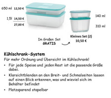Tupperware Kühlschrank-System im Set oder einzeln 1,5l 650ml 310ml 140ml