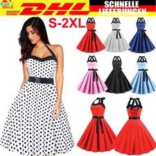 Damen Vintage 50er60er Rockabilly Midikleid Petticoat Partykleider Cocktail DE💯
