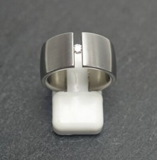 toller Edelstahl Spannring 10mm breit 0,07ct Brillant Ring matt gebürstet RG.50