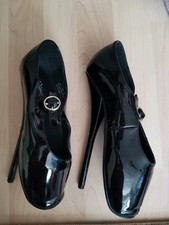 BALLET- sexy 18cm hohe Devious High-Heels Ballettpums schwarz Lack 8
