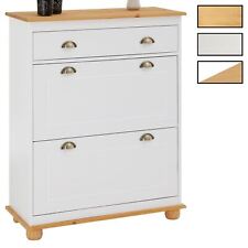 Schuhschrank Schuhkipper Kommode Holz Kiefer massiv weiss natur Diele Flur