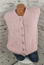 Italy Damen  Strick Weste,Boucle`,Ärmellos,Kurz,Rosa,bis gr.42/44,Oversized,NEU